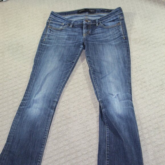 Vintage Guess Denim Jeans Womens Size 27 Boot Leg Low Waist Dark Wash Blue - Picture 1 of 6